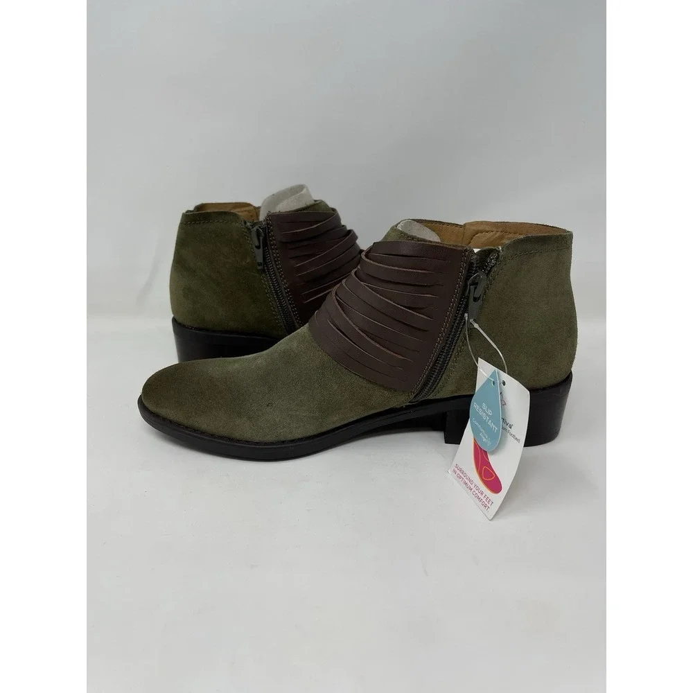 Comfortiva 8W Corliss Green Suede Boho Cottagecore Fairycore NWB *See Photos